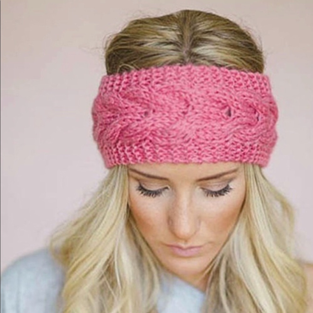 Black knitted turban headband-black